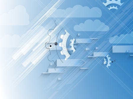Model of Integration technology with cloud in the sky. Best ideas for Business presentationの写真素材