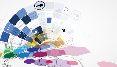 Abstract tech background. Futuristic interface. illustration with many geometric shape.のイラスト素材