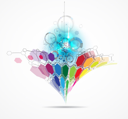 Abstract tech background. Futuristic interface. illustration with many geometric shape.のイラスト素材