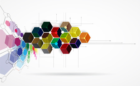 Abstract tech background. Futuristic interface. illustration with many geometric shape.のイラスト素材