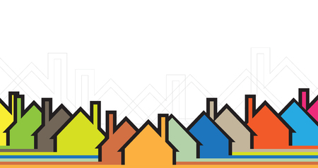 Building and real estate city illustration. Abstract background for business presentation, sale, rentのイラスト素材