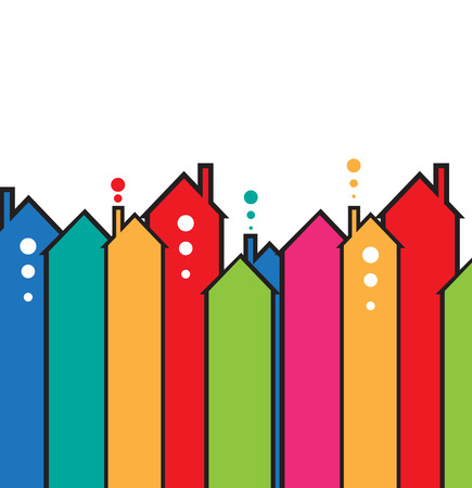 Building and real estate city illustration. Abstract background for business presentation, sale, rentのイラスト素材