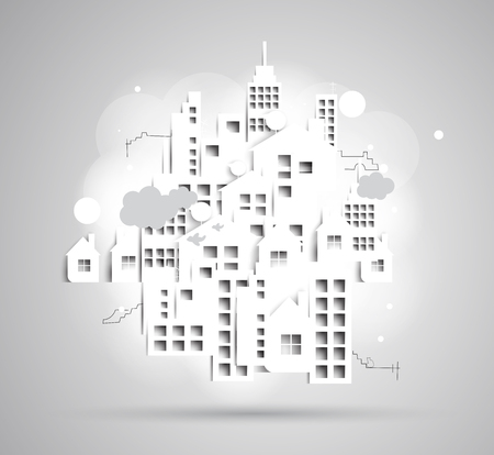 Building and real estate city illustration. Abstract background for business presentation, sale, rentのイラスト素材
