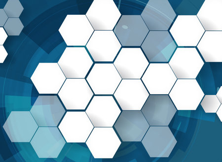 Abstract tech background. Futuristic interface. Vector illustration with many geometric shape.