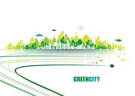 Green city. Ecology concept. Save life and environment backgroundのイラスト素材