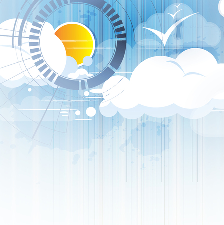 Modern cloud technology. Integrated digital web concept backgroundのイラスト素材