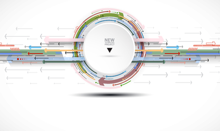 Flow of arrows. Imagination of business or technology process. Vector futuristic  background with great idea for presentationのイラスト素材