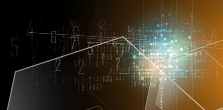 Abstract technology particle. Virtual molecule imagination. Computer generated background for business solution and presentation.のイラスト素材