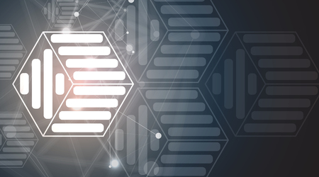 Neural network concept. Connected cells with links. High technology process. Abstract backgroundのイラスト素材