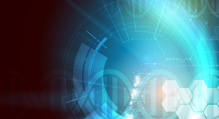 dna and medical and technology background. futuristic molecule structure presentation. for business solutionのイラスト素材