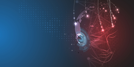 Abstract Artificial intelligence. Technology web background. Virtual conceptのイラスト素材