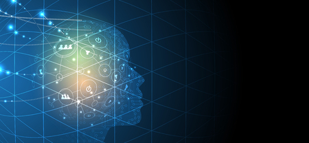 Abstract Artificial intelligence. Technology web background Virtual conceptのイラスト素材