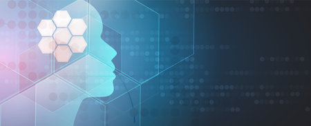 Abstract Artificial intelligence. Technology web background. Virtual conceptのイラスト素材