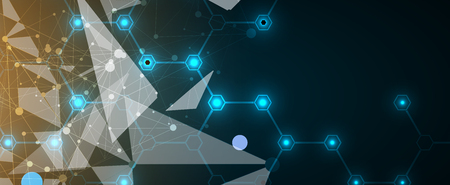Neural network concept. Connected cells with links. High technology process. Abstract backgroundのイラスト素材