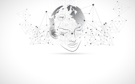 Abstract Artificial intelligence. Technology web background. Virtual conceptのイラスト素材