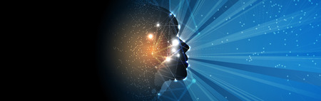 Abstract Artificial intelligence. Technology web background. Virtual conceptのイラスト素材