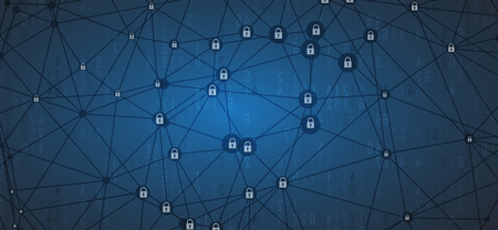 Technology security concept. Modern safety digital background. Protection systemのイラスト素材