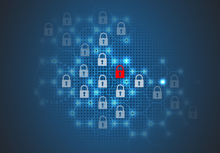 Technology security concept. Modern safety digital background. Protection systemのイラスト素材