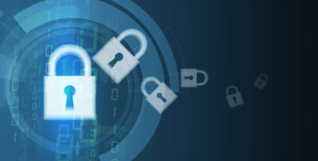 Cyber security and information or network protection. Future cyber technology web services for business and internet projectのイラスト素材
