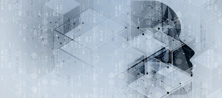 Abstract artificial intelligence. Technology web background. Virtual concept illustration.のイラスト素材