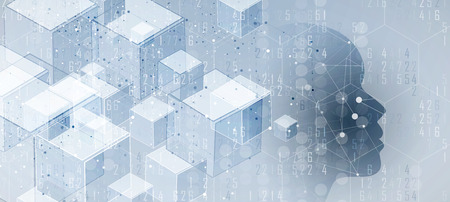 Abstract Artificial intelligence  Technology web background. Virtual concept Vector illustration.のイラスト素材