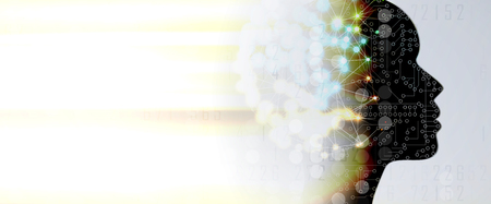 Abstract Artificial intelligence. Technology web background. Virtual conceptのイラスト素材
