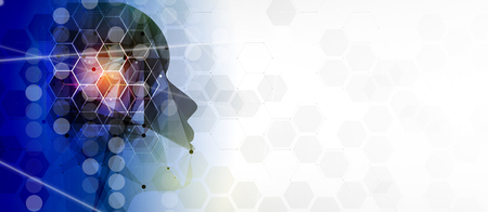 Abstract Artificial intelligence. Technology web background. Virtual conceptのイラスト素材