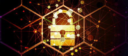 Technology security concept. Modern safety digital background. Protection system.のイラスト素材