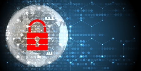 Technology security concept. Modern safety digital background. Protection system.のイラスト素材