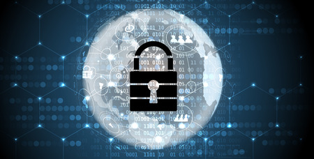 Technology security concept. Modern safety digital background. Protection system.のイラスト素材