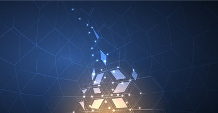 Neural network concept. Connected cells with links. High technology process. Abstract futuristic backgroundのイラスト素材