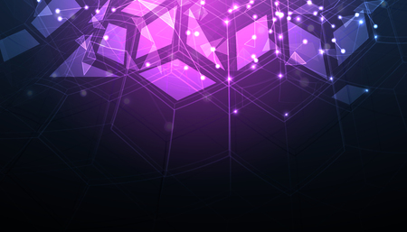 Neural network concept. Connected cells with links. High technology process. Abstract futuristic backgroundのイラスト素材