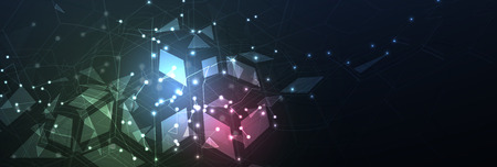 Neural network concept. Connected cells with links. High technology process. Abstract futuristic backgroundのイラスト素材