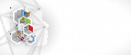 Abstract Artificial intelligence. Technology web background. Virtual conceptのイラスト素材