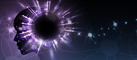 Conceptual technology illustration of artificial intelligence. Abstract futuristic backgroundのイラスト素材