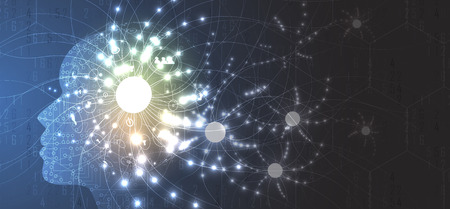 Conceptual technology illustration of artificial intelligence. Abstract futuristic backgroundのイラスト素材