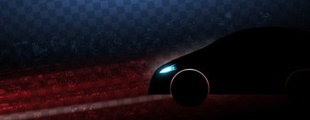 Racing car light in motion with checkered vector backgroundのイラスト素材