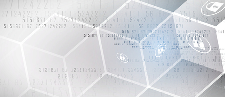 Cybersecurity and information or network protection. Future cyber technology web services for business and internet projectのイラスト素材