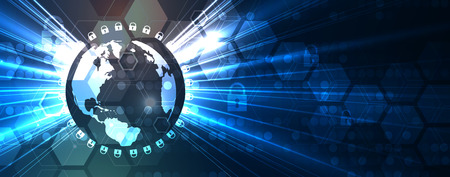 Cybersecurity and information or network protection. Future cyber technology web services for business and internet projectのイラスト素材