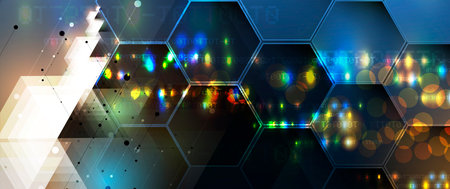 Abstract hexagon background. Technology poligonal design. Digital futuristic minimalism. Vector