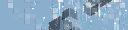 Bytes of binary code run through network. Abstract futuristic syberspace. Modern Technology...