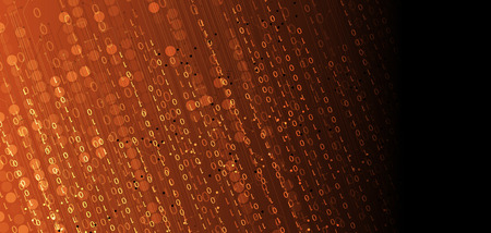 Bytes of binary code run through network. Abstract futuristic syberspace. Modern Technology backgroundのイラスト素材