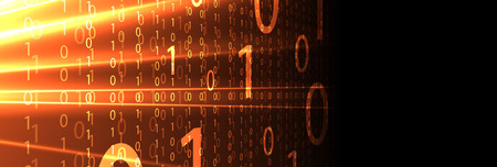 Bytes of binary code run through network. Abstract futuristic syberspace. Modern Technology backgroundのイラスト素材