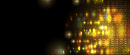 Bytes of binary code run through network. Abstract futuristic syberspace. Modern Technology backgroundのイラスト素材