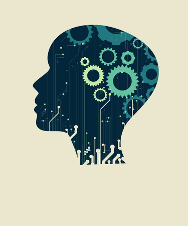 Conceptual technology illustration of artificial intelligence. Abstract futuristic backgroundのイラスト素材