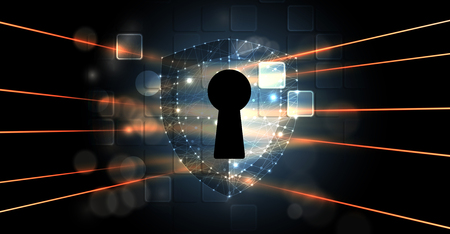 Cybersecurity and information or network protection. Future cyber technology web services for business and internet projectのイラスト素材