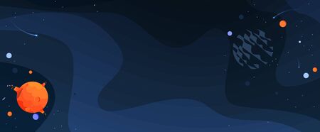 Space abstract background with stars and planets. Flat illustration for business startupのイラスト素材