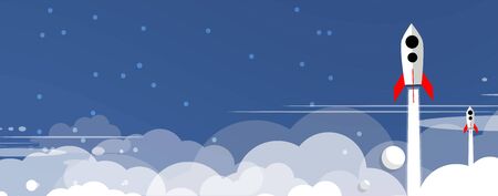 Space abstract background with stars and planets. Flat illustration for business startupのイラスト素材