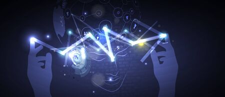 Conceptual technology illustration of artificial intelligence. Abstract futuristic backgroundのイラスト素材