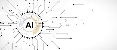 Conceptual technology illustration of artificial intelligence. Abstract futuristic backgroundのイラスト素材